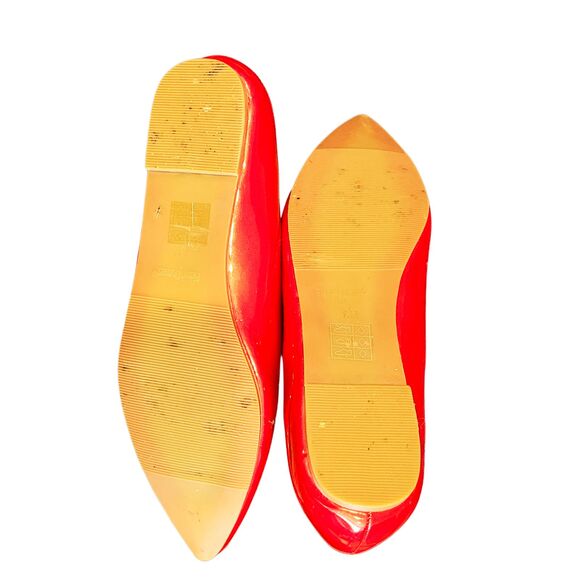 Pierre Dumas Cam-1 Red Patent Leather Flat Pointed Toe Shoe 8M Man Made Slip On - Picture 7 of 7